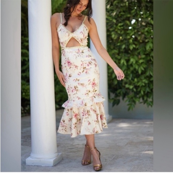 V. Chapman Luna Floral Midi Dress NWT - Picture 2 of 14